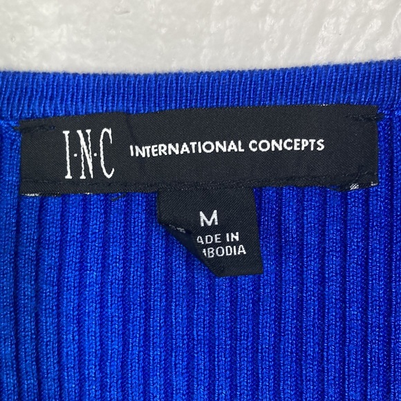 NWT Inc International Concepts Blue Ribbed Long-Sleeve Sweater Size Medi… - Picture 7 of 9